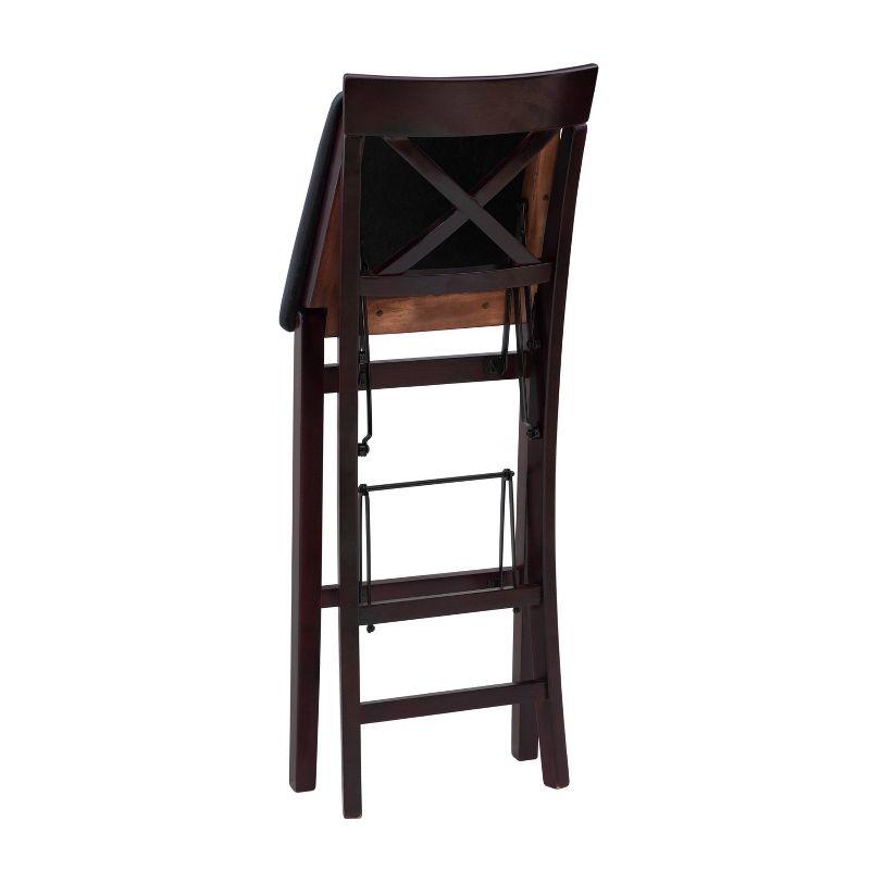 Triena X Back Faux Leather Folding Barstool Espresso - Linon: Padded Seat, Wood Legs, No Assembly Required