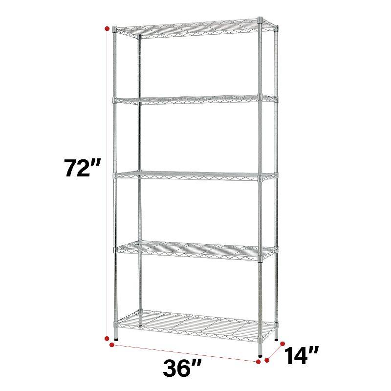 FDW 5-Shelf Adjustable Layer Rack Commercial Strong Steel for Restaurant Garage Kitchen