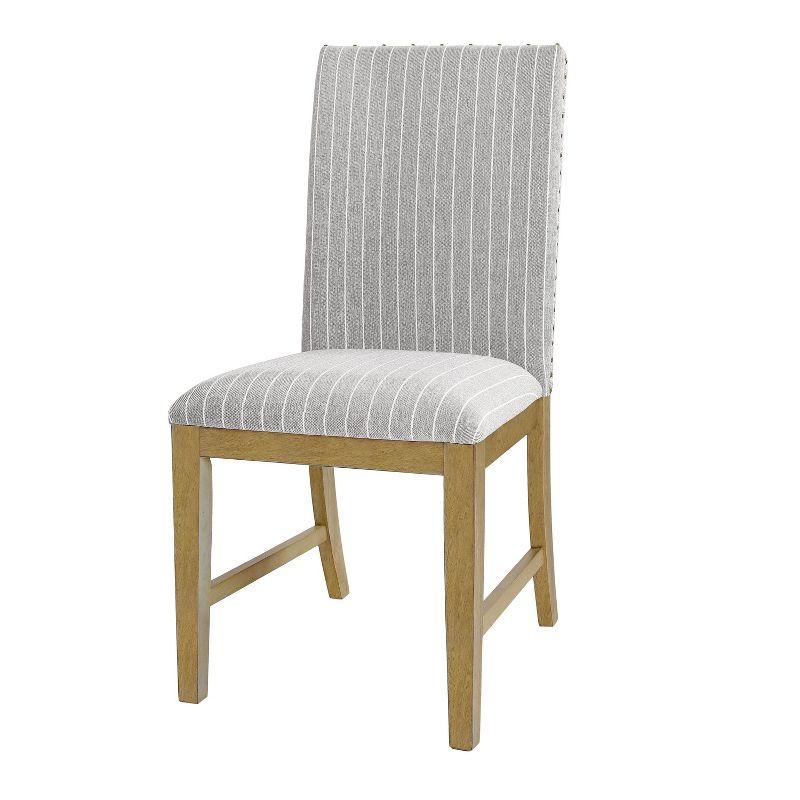 Light Grey Upholstered Linen Parsons Side Chair Set with Wood Frame