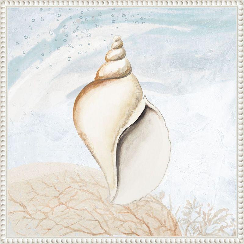 Beaded White Framed Nautical Seashell Canvas Wall Art