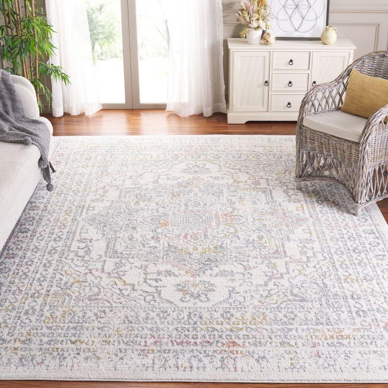 Layla LAY103 Power Loomed Area Rug - Ivory Grey/Pink - 6'7"x6'7" - Safavieh