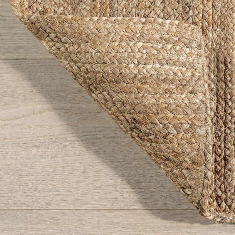 Nuloom 8 Square Rigo Jute Hand Woven Indoor Area Rug, Natural, Solid Farmhouse Design, Natural Fiber Bedroom, Living Room, Kitchen,