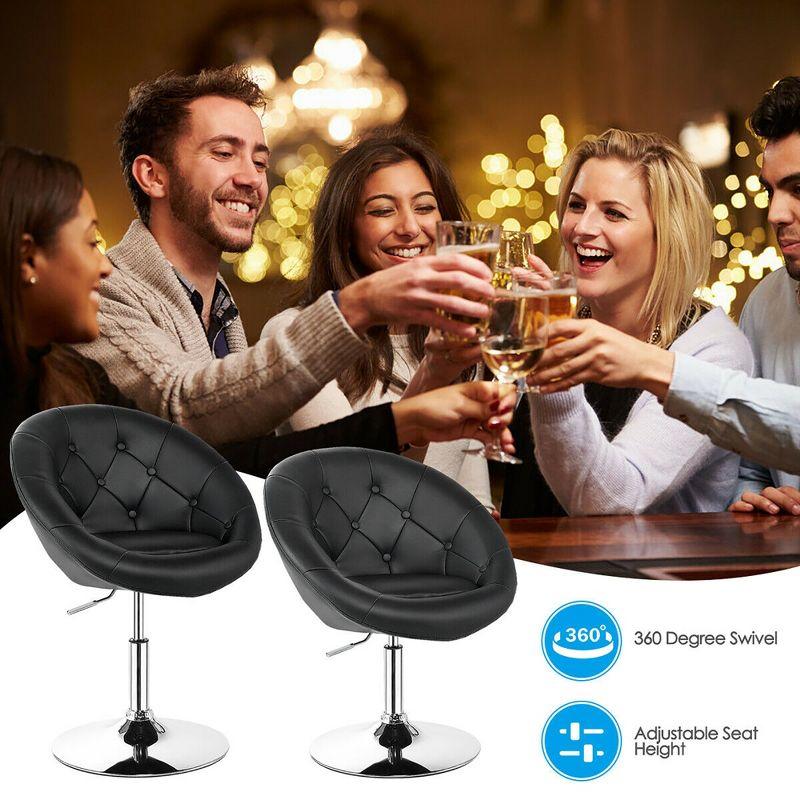 Yaheetech Height Adjustable Swivel Upholstered Round Accent Chair Barrel Chair-Black