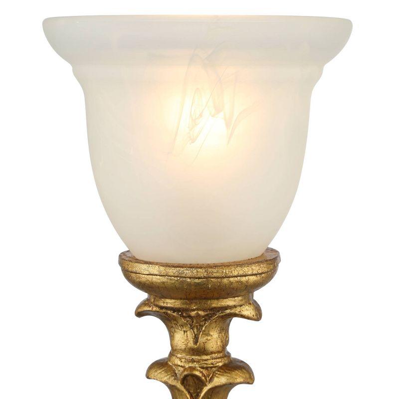 Regency Hill Traditional Accent Table Lamp 18" High French Gold Uplight Alabaster Glass Shade Living Room Bedroom House Bedside