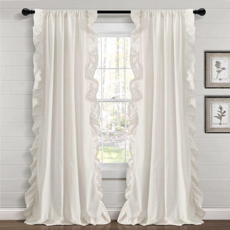 Farmhouse Reyna Ruffle Window Curtain Panels Neutral 54x84 Set