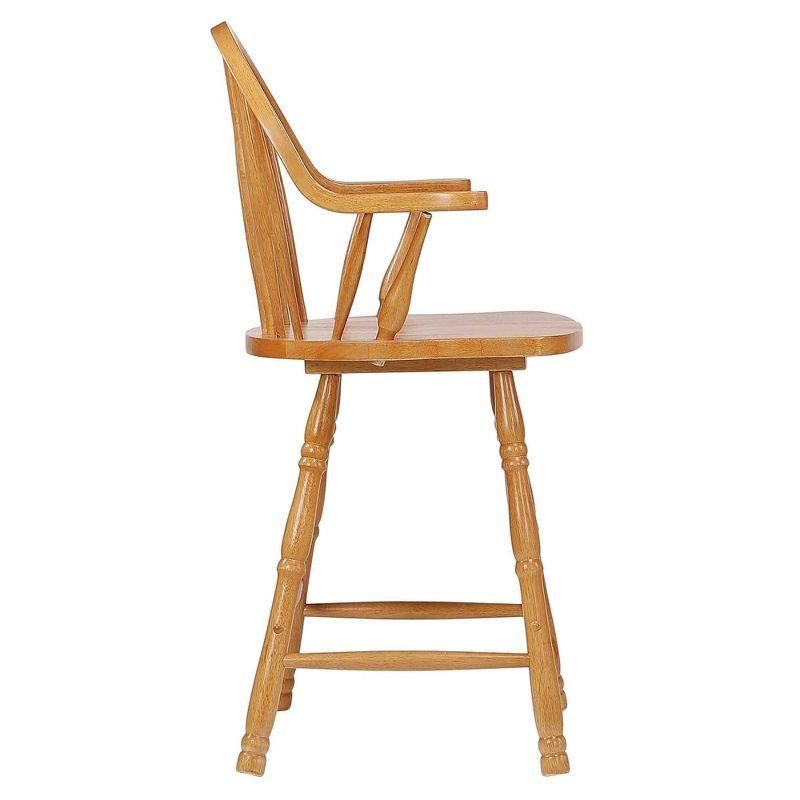 Besthom Oak Selections 41 in. Distressed Light Oak High Curved Back Wood Frame 24 in. Bar Stool (Set of 2)