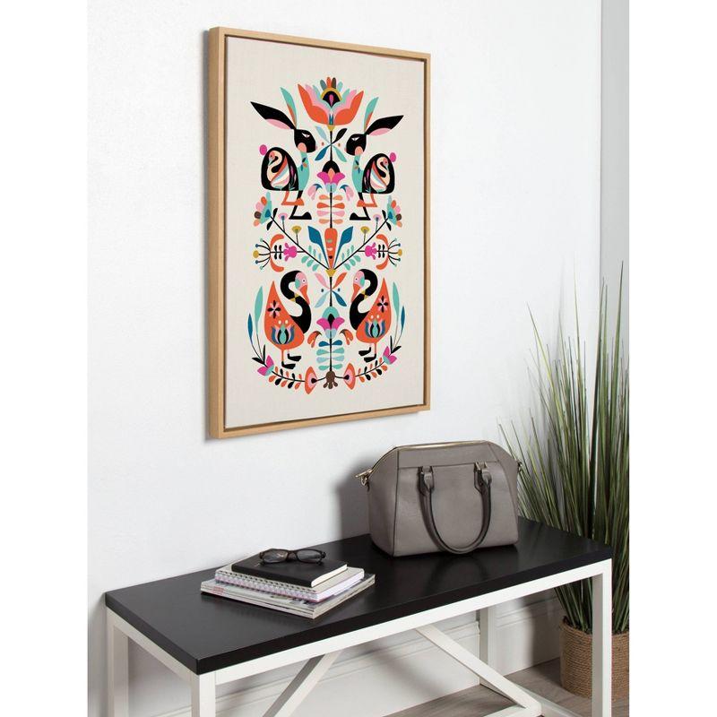 23" x 33" Sylvie Floral Bunny Framed Canvas Wall Art by Rachel Lee Natural - Kate and Laurel: Rachel Lee Design, Modern Decor