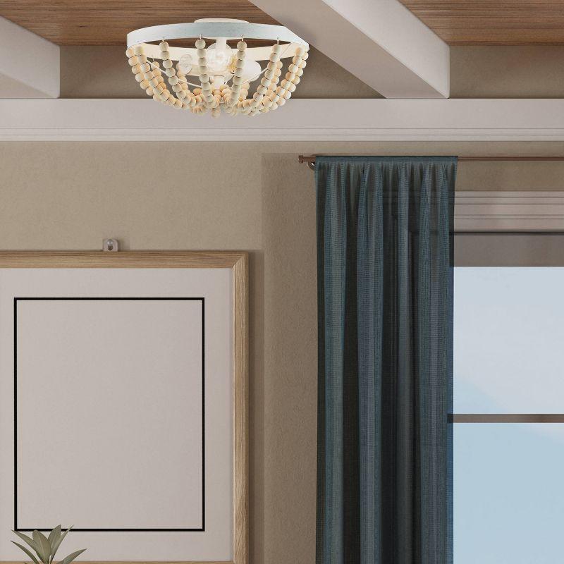 15" Delilah Boho Semi-Flush Mount Pendant White - River of Goods: Metal & Wood, UL Listed, 2-Bulb Ceiling Fixture