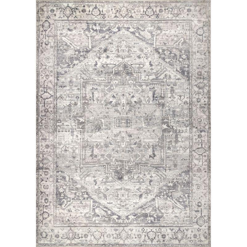 Nuloom Brielle Machine Washable VintageTransitional Medallion Indoor Area Rug for Living Room Bedroom Dining Room Kitchen