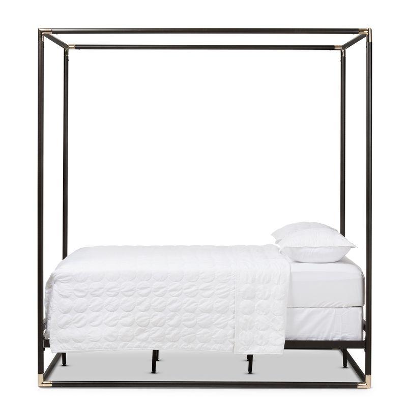 Queen Eva Vintage Industrial Finished Metal Canopy Bed Black - Baxton Studio