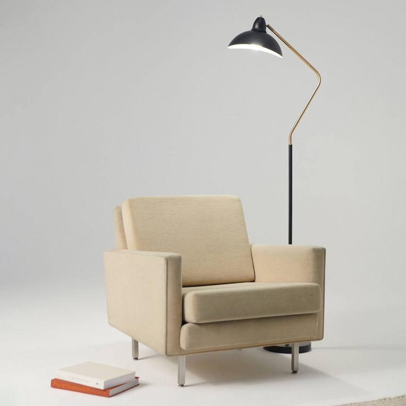 Brightech Swoop 69 in. Mid Century Modern Adjustable Curved Black Standing Lamp with Metal Bowl Shade and Gold Finish - LED Bulb Included