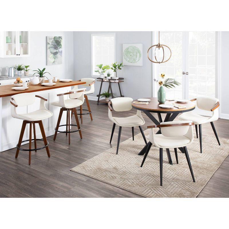 Oracle Mid-Century Modern Counter Height Barstool Cream - LumiSource: Swivel, Faux Leather, Bamboo Frame