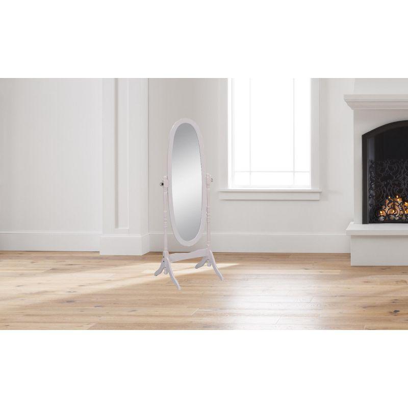 Cheval Mirror Ore International White: Oval Freestanding, Bedroom-Ready, 59.5" Tall