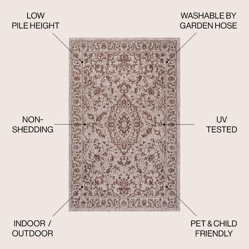 3'x5' Jerash Ornate Medallion Indoor/Outdoor Area Rug, Brown/Beige - JONATHAN Y