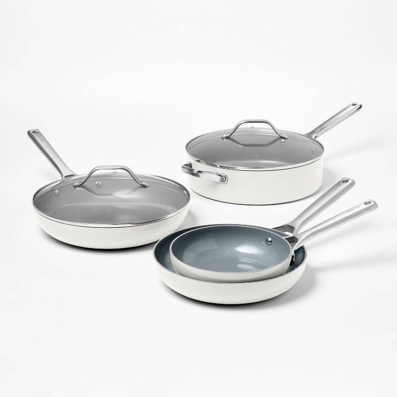 12-Piece Cream Nonstick Ceramic Aluminum Cookware Set