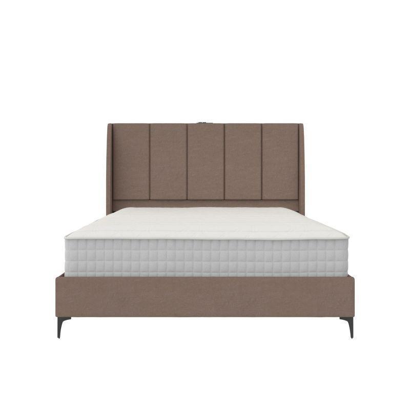 DHP Lamora Upholstered Wingback Bed with USB, Queen, Taupe Linen