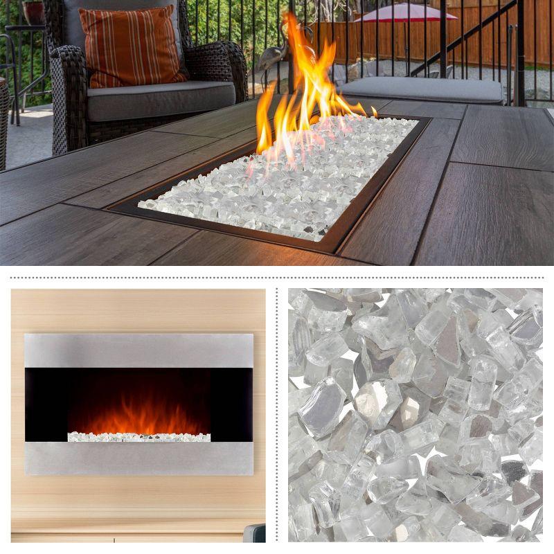 10lbs Fire Pit Glass - 1/2-Inch Crushed Glass Rocks for Fireplaces, Landscape, Aquariums, or Vases