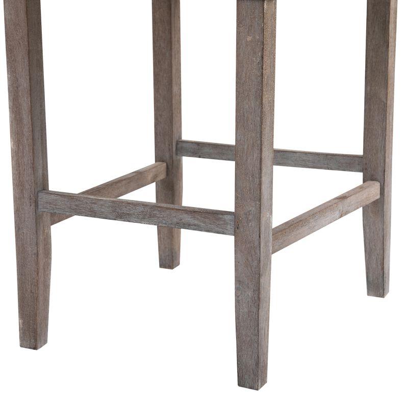 Elegant Gray 26.25" Rubberwood Tufted Bar Stools Set of 2