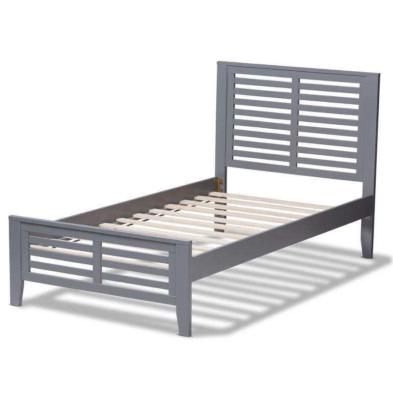 Sedona Gray Wood Twin Platform Bed with Upholstered Headboard