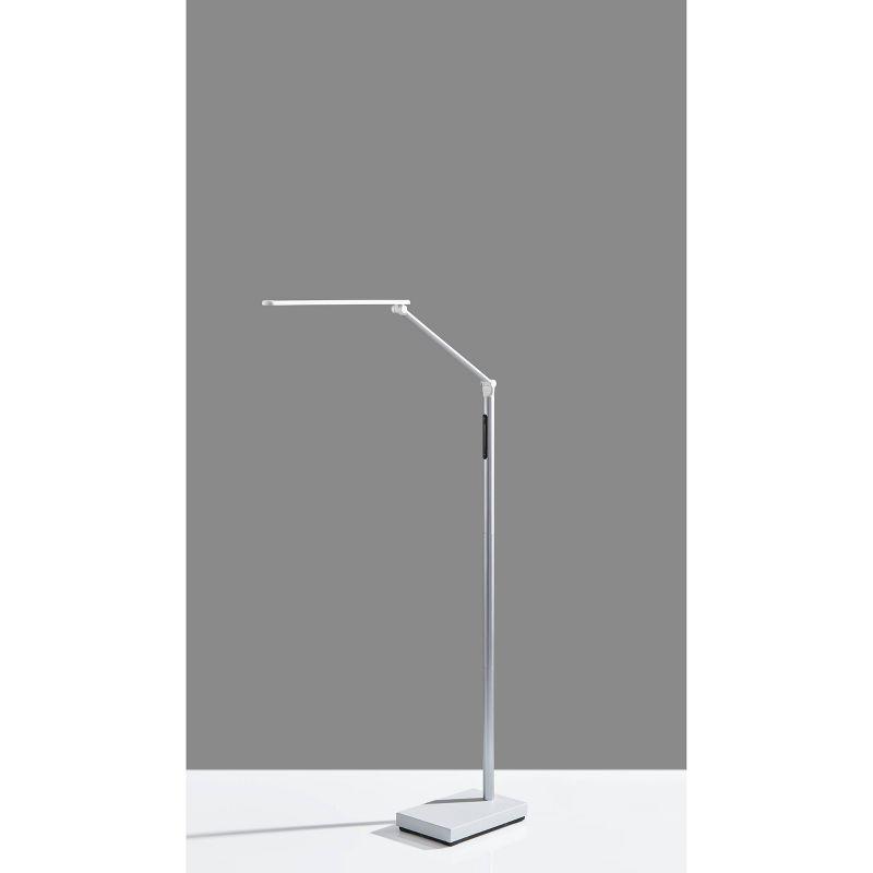 Sleek Silver and White Adjustable LED Floor Lamp with 3-Way Switch