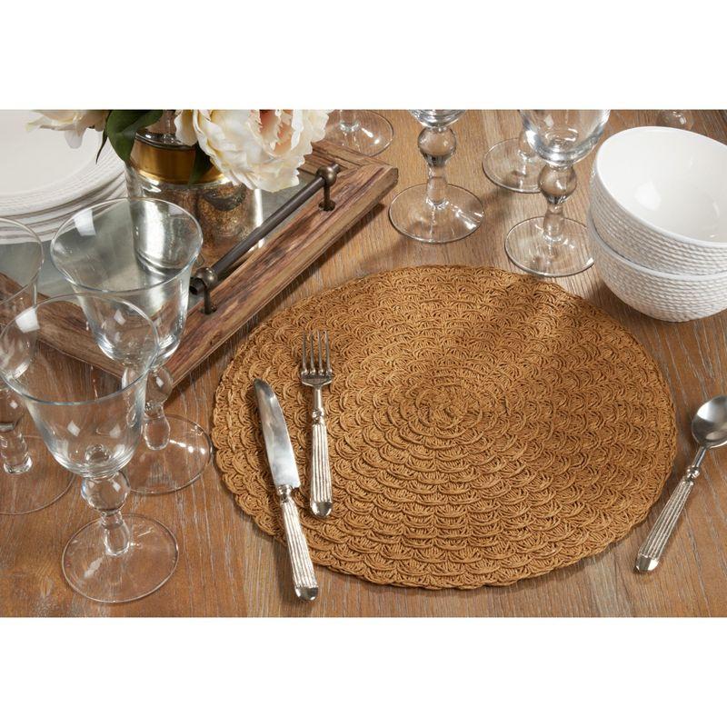 Saro Lifestyle Paper Woven Placemat, 15" Round, Caramel (Set of 4)