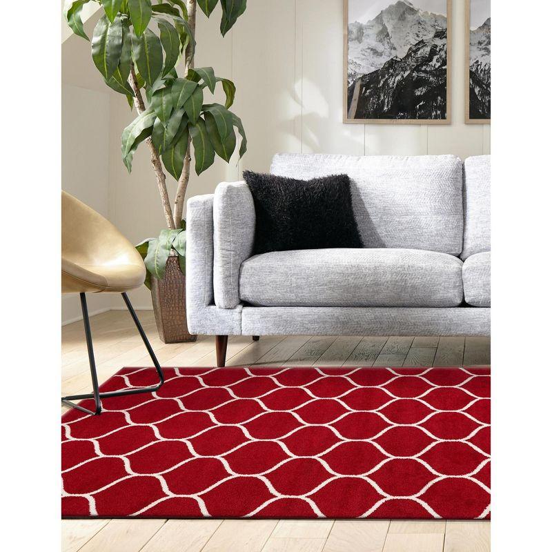 Unique Loom 10' 0 x 14' 0 Trellis Frieze Rounded Red Area Rug