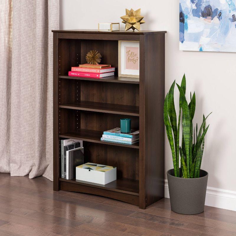 4 Shelf Bookcase Espresso - Prepac: Laminated Wood Composite, Metal Hardware, 80 lbs Capacity