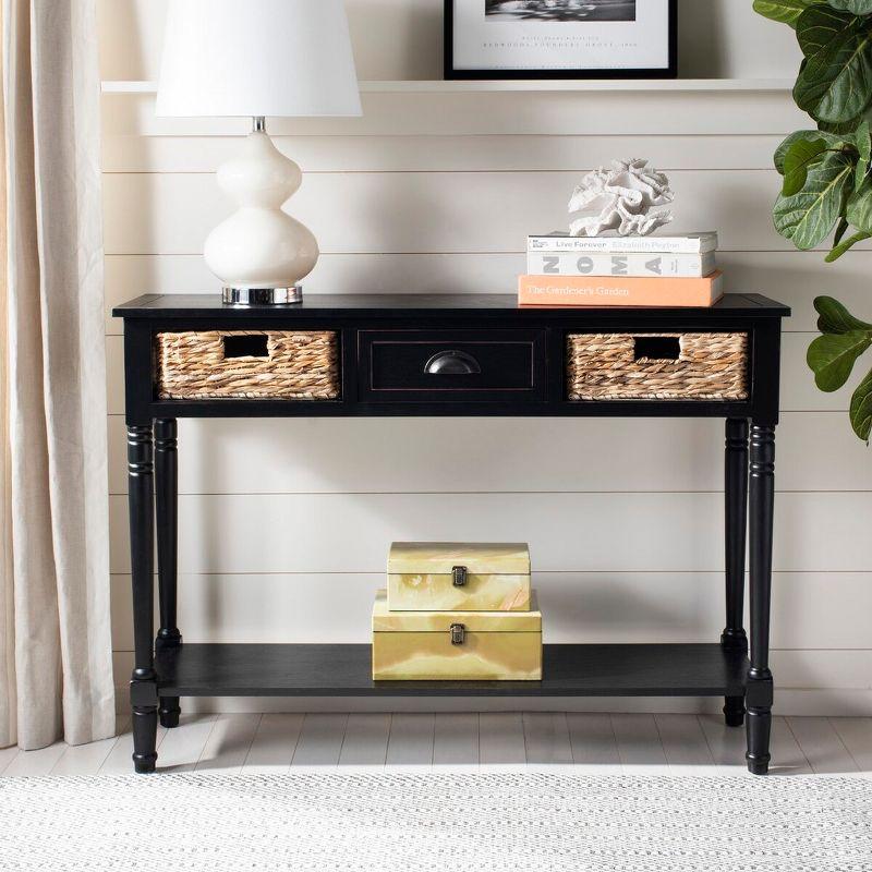 Transitional Gray 45" Wood and Metal Console Table with Storage