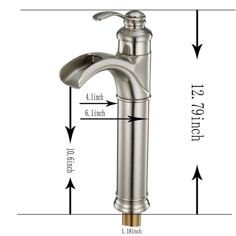 Brushed Nickel Waterfall Vessel Bathroom Faucet with Lever Handle