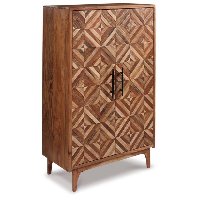 Contemporary Diamond Inlay Brown Accent Cabinet 36"x18"