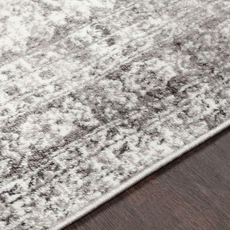 Elegant Gray Synthetic 31" Traditional Runner Rug