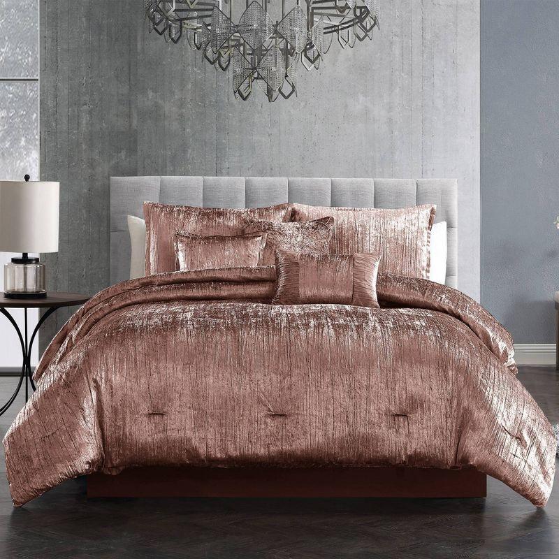 Blush Queen Crinkle Velvet 7-Piece Comforter Set