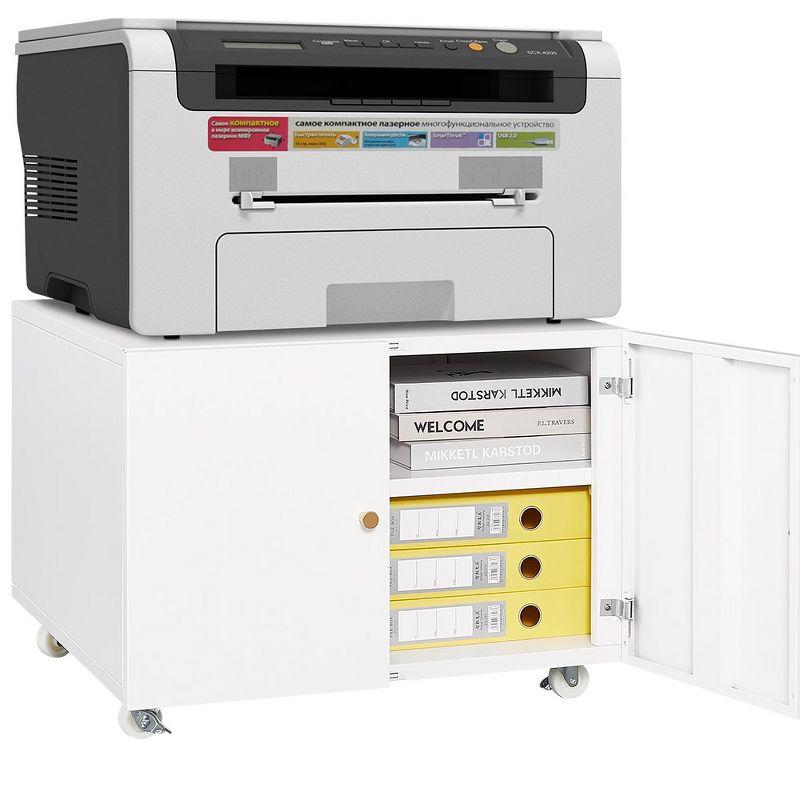 Office furniture Copier Cabinet White 2 door steel copier stand mobile pedestal file Printer Stand