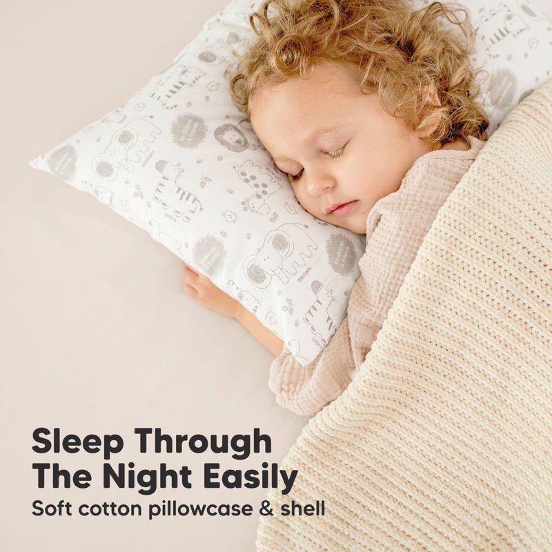 KeaBabies Toddler Pillow with Pillowcase, 13X18 Soft Organic Cotton Toddler Pillows for Sleeping, Kids Travel Pillow Age 2-5 (KeaSafari)