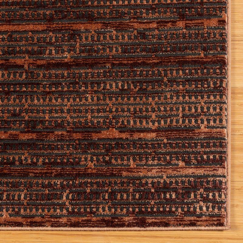 Missha Dario Modern Striped Brown Tan Polyester High-Low Indoor Area Rug