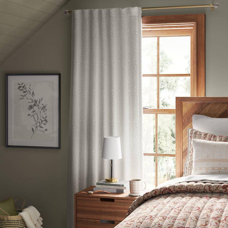 50"x84" Blackout Embossed Velvet Curtain Panel Ivory - Threshold™: Tiger Print, Recycled Polyester, UV Protection