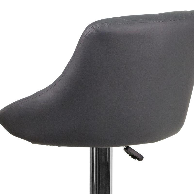 Flash Furniture Contemporary Gray Vinyl Bucket Seat Adjustable Height Barstool with Chrome Base