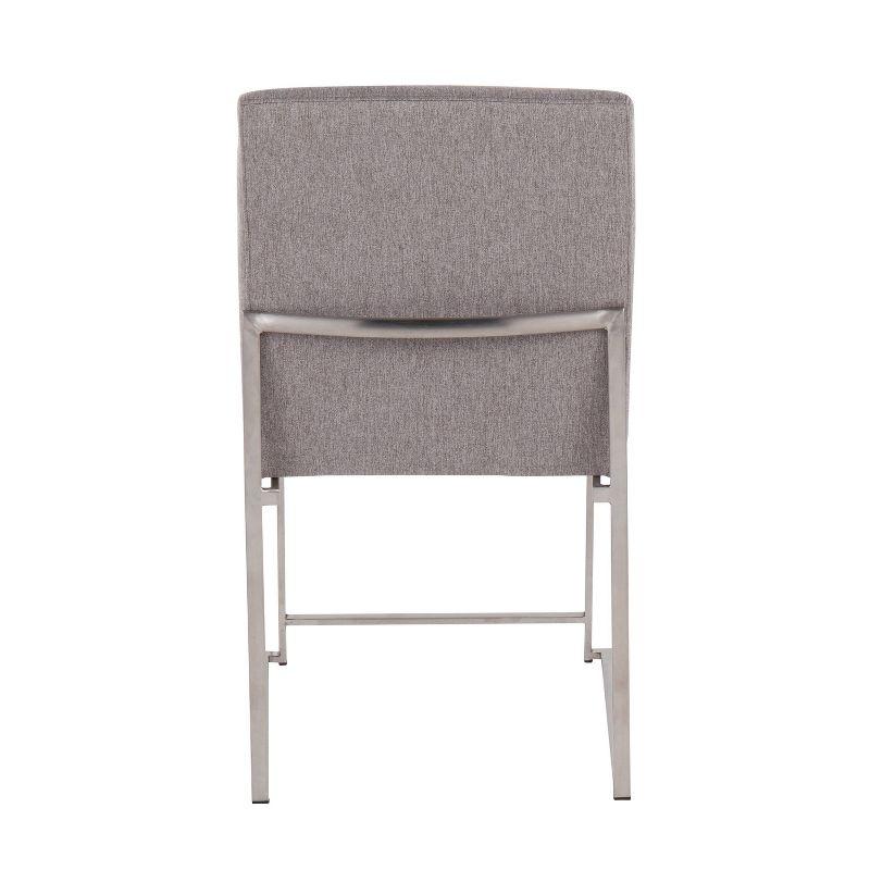 Set of 2 Highback Fuji Polyester/Stainless Steel Dining Chairs Light Gray - LumiSource: Upholstered, Spot Clean, Foam Filled