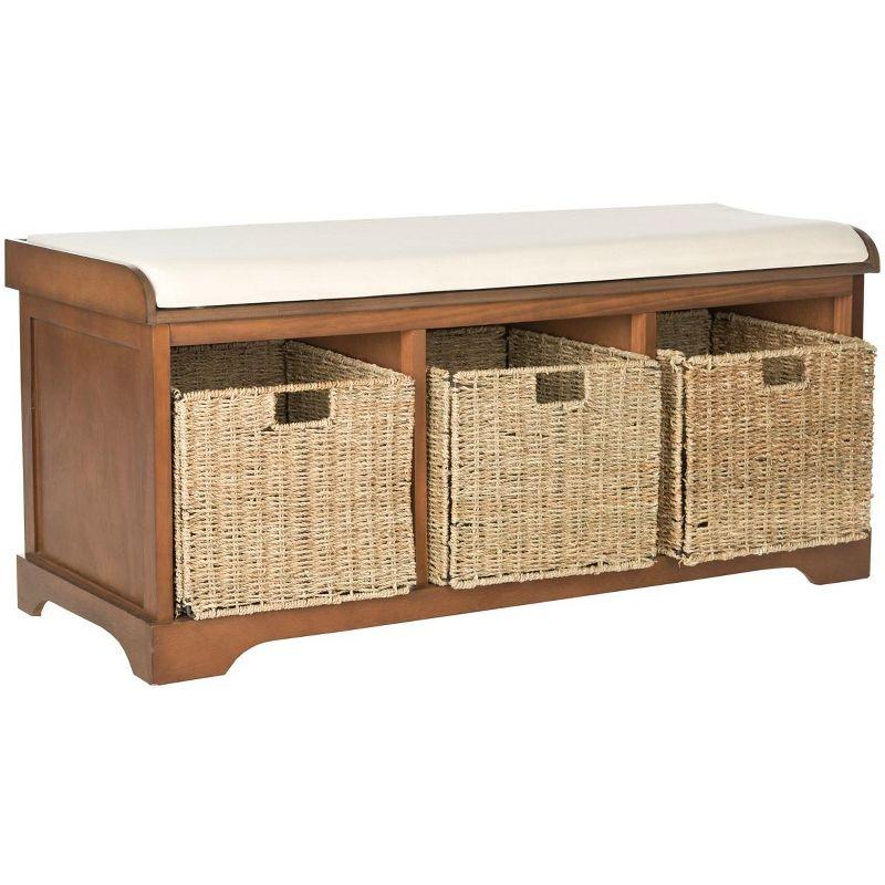 Lonan  Wicker Storage Bench - Brown - Safavieh