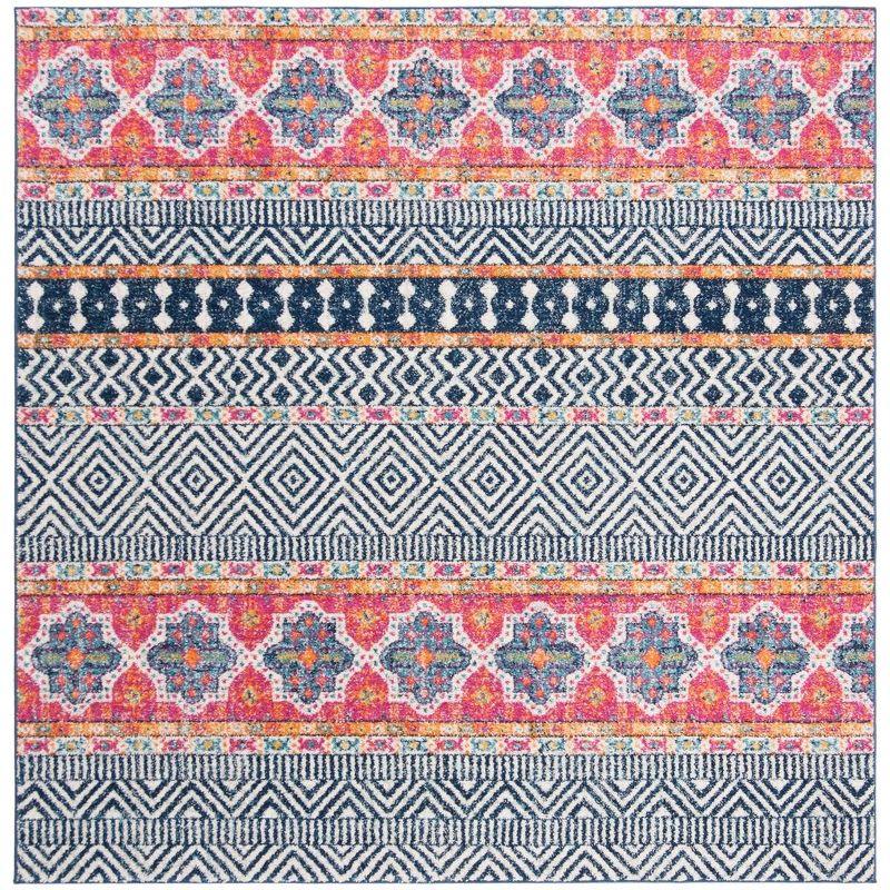 Madison MAD797 Power Loomed Indoor Area Rug - Navy/Ivory - 6'7"x6'7" - Safavieh.