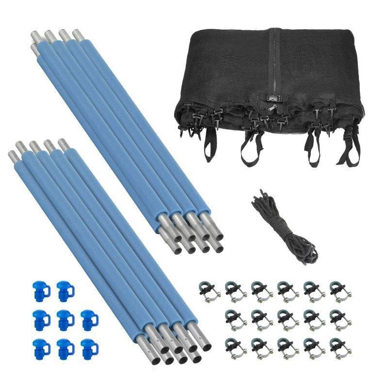 Upper Bounce Trampoline Safety Enclosure Set - Includes Net,  Poles, Caps, Foam Sleeves - Fits 12ft Round Frame - Installs Inside of Frame