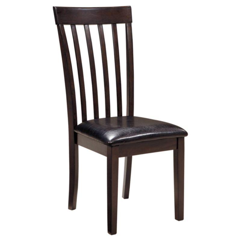 Transitional Dark Brown Leather Upholstered Side Chair with Wood Slat