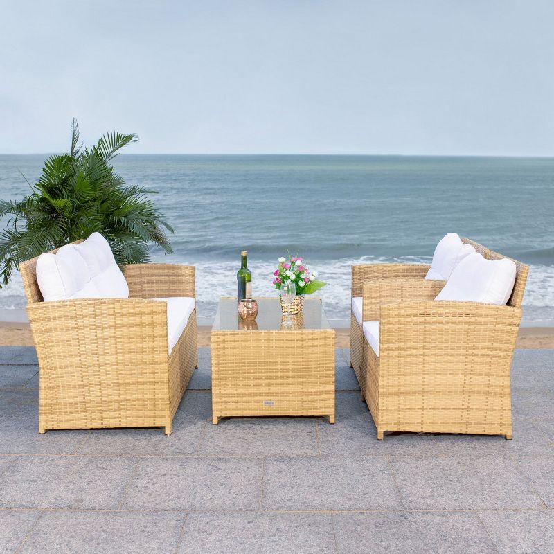 Coastal Charm Natural & White 4-Piece Patio Conversation Set