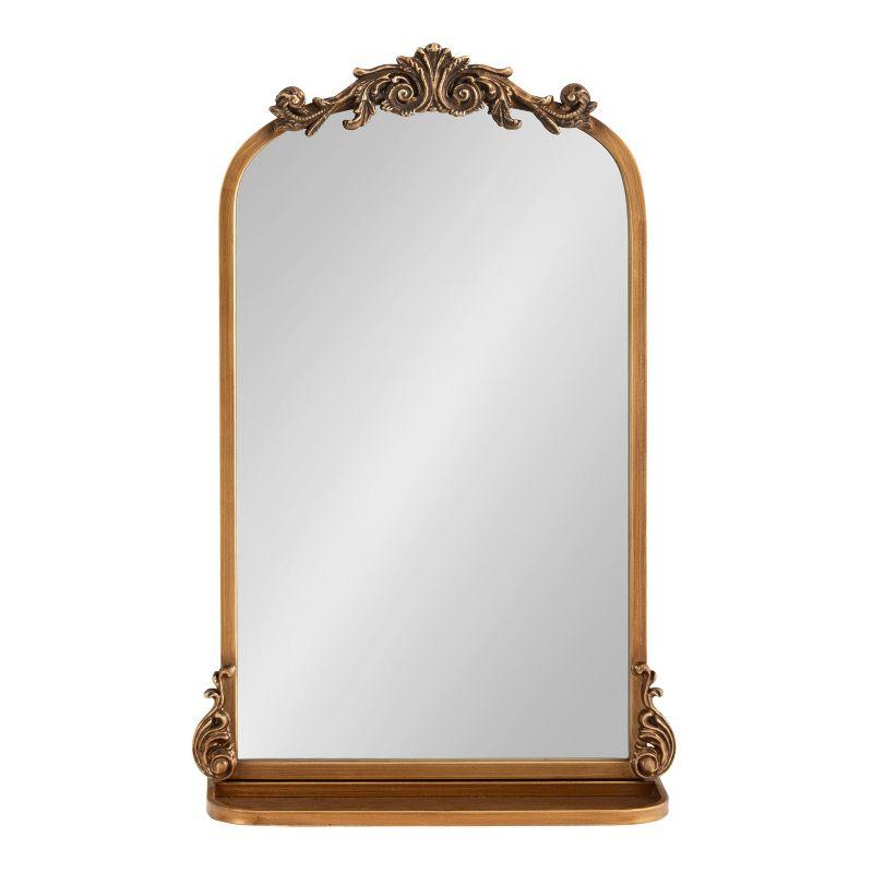 Kate & Laurel All Things Decor 16"x25" Arendahl Traditional Arch Mirror with Shelf: Baroque Design, Resin Garland