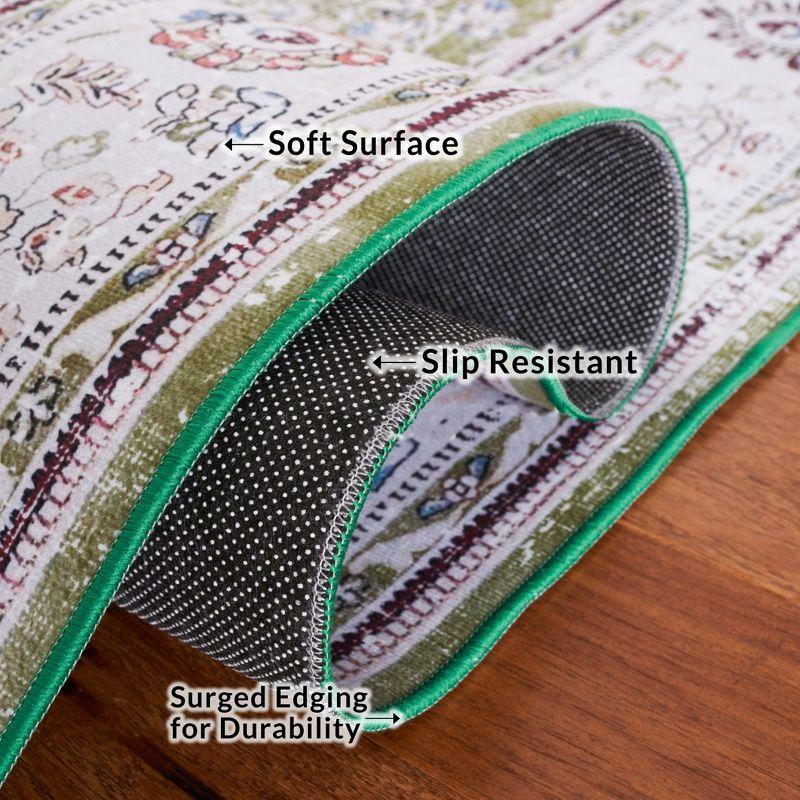 Tucson TSN136 Power Loomed Machine Washable Area Rug - Green/Beige - 4'x6' - Safavieh.