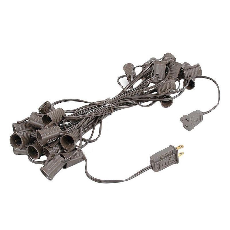 Novelty Lights 25 Feet C9 Clear Christmas String Light Set, Vintage Holiday Hanging Light Set, Brown Wire