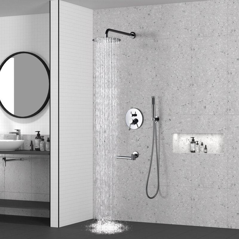 Luxury Wall-Mounted 3-Function Shower System Solid Brass Mixer Valve, 1.8 GPM Flow & Dual Showerheads with Rough-in Valve