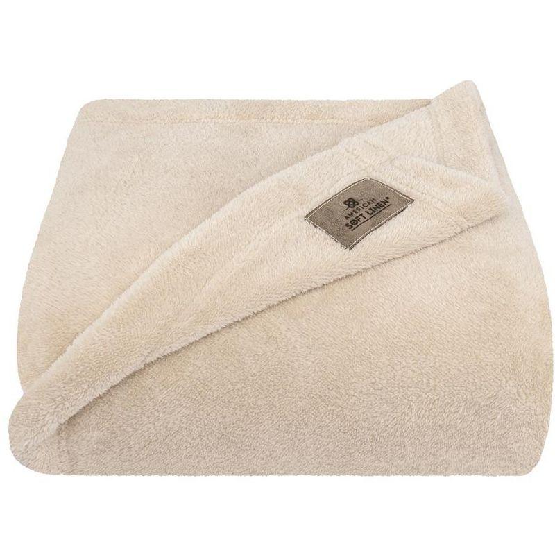 American Soft Linen Turkish Bedding Fleece Blanket, Oversized Plush, Soft and Cozy Warm Fleece Blanket for Couch and Sofa