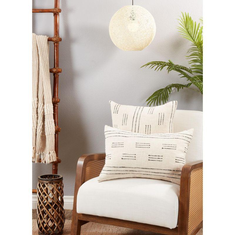 Saro Lifestyle Dash Line Throw Pillow with Down Filling