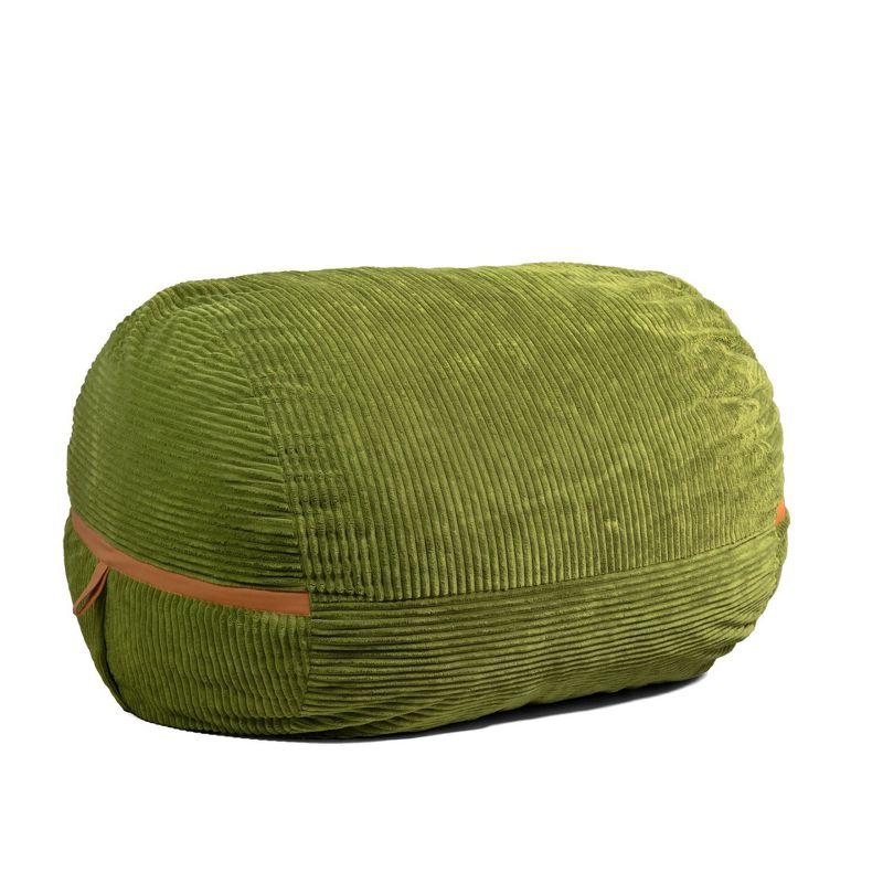 Big Joe Foam Filled Bean Bag Chair with Removable Cover, Corded Plush, Vegan Leather Accents, Medium to XXL Size